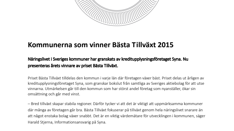 Årets vinnare i Bästa Tillväxt 2015