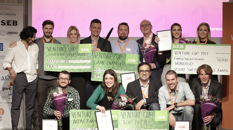De 5 vinnande startupsen på Venture Cup Östs regionfinal 16 maj 2017, fotograf Victor Ackerheim