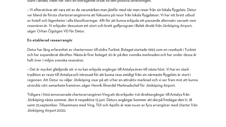 Fler avgångar till Antalya från Jönköping