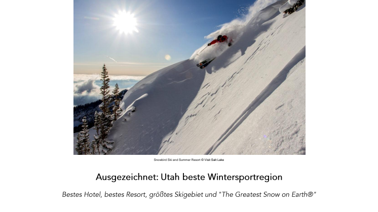 Ausgezeichnet: Utah beste Wintersportregion
