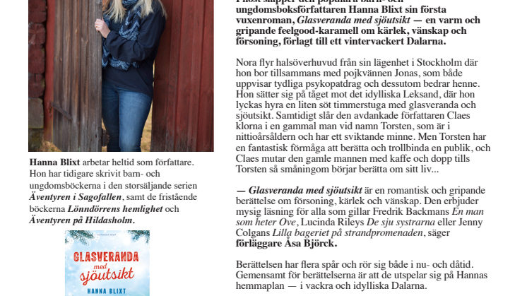 Populära författaren Hanna Blixt släpper sin första vuxenbok — en varm feelgood i ett vintrigt Dalarna