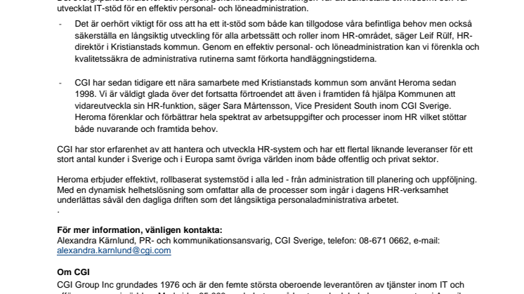 Kristianstads kommun vidareutvecklar HR-processer genom systemstöd från CGI