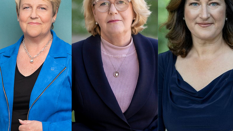 Désirée Pethrus (KD), Irene Svenonius (M), Amelie Tarschys Ingre (L)