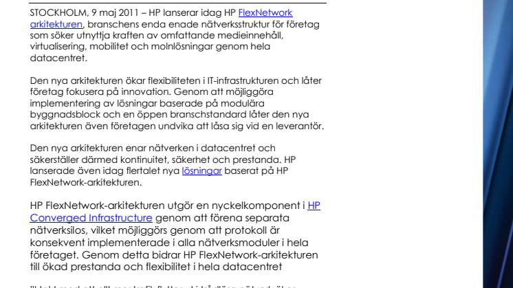 HP FlexNetwork Architecture framtidssäkrar företagens nätverk