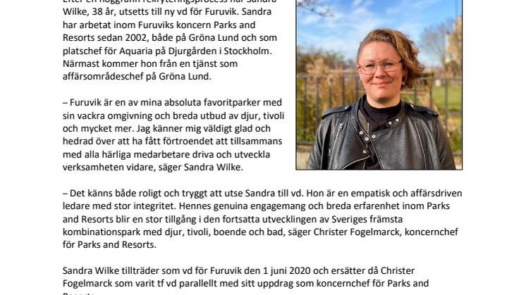 Sandra Wilke blir ny vd på Furuvik