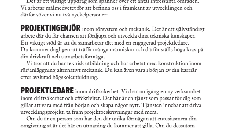 Är du vår näste Projektingenjör eller Projektledare? - Ansökningstid slut