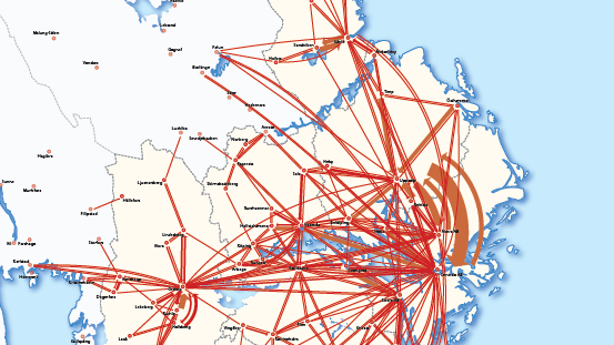 Arbetspendling 2018 i Stockholm-Mälarregionen kvinnor