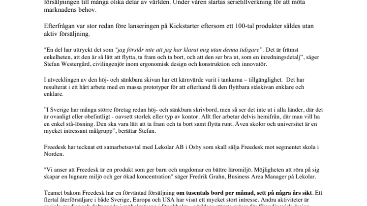  Innovationen Freedesk står upp för hela världen