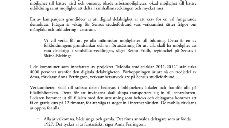 Digidel startar mobila studiecirklar i Skåne