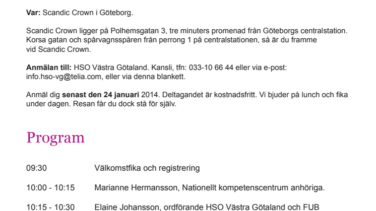 Mötesdag för anhöriga till personer med funktionsnedsättning