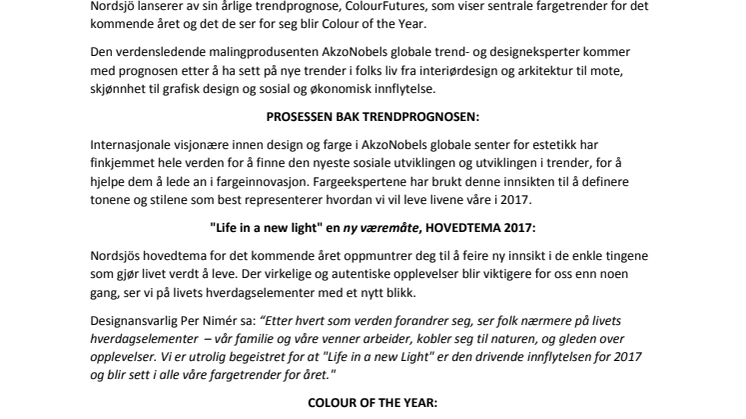 Regn med å se blått i et nytt lys når årets farge 2017 lanseres