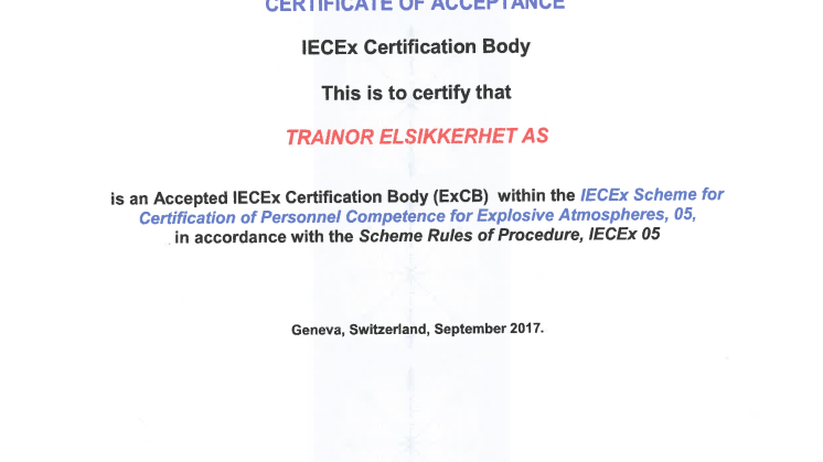Certificate of Acceptance