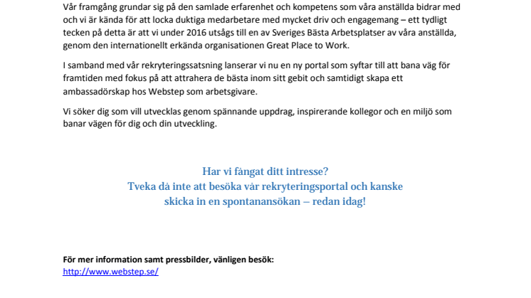 Webstep lanserar ny portal som riktar sig till dig som vill jobba hos en arbetsgivare som håller vad de lovar!