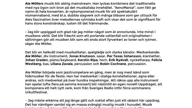 XenoMania! med Ale Möller och ett niomannaband på Palladium Malmö 30 mars