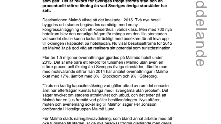 Malmös besöksnäring växer snabbast i Sverige