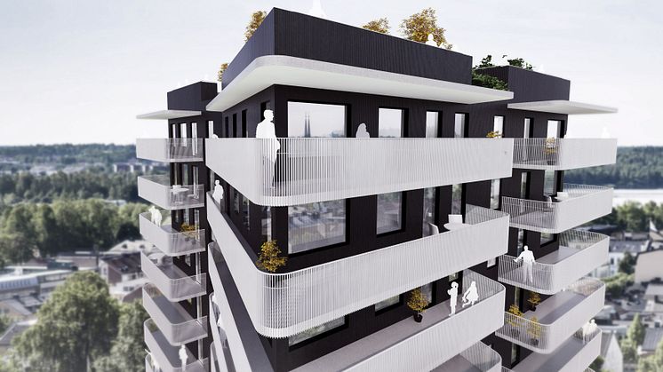 Brf Vattentornet i Växjö, stadens nya landmärke och högsta bostadshus. Inflyttning våren 2018. 