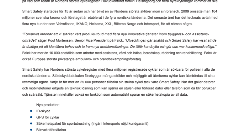 FALCK BLIR NY ÄGARE TILL SMART SAFETY