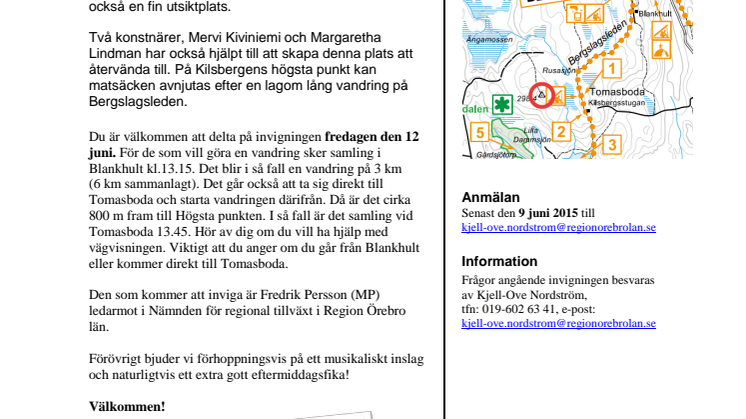 Invigning av Kilsbergens högsta punkt - Tomasbodahöjden - som utflyktsmål