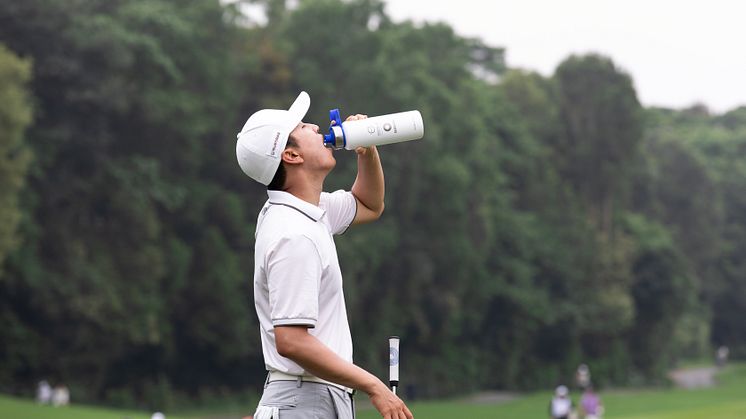 Hydrating properly with healthy, purified Bluewater from a sustainable bottle at Volvo China Open 2024