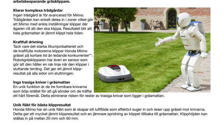 Hondas robotgräsklippare Miimo har fått ett pris