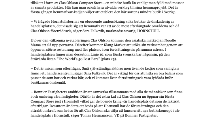 Hornstull får Sveriges första Clas Ohlson Compact Store.