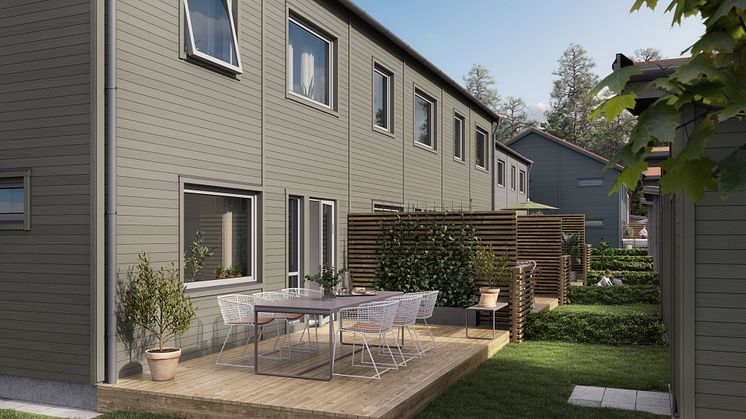 Brf Skogshem - 3D-bild av baksidan