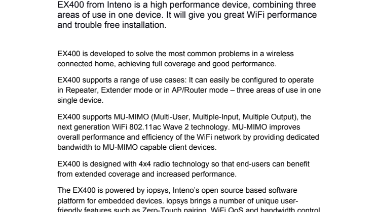Let EX400 extend and improve your WiFi network
