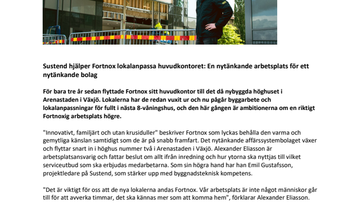 Sustend hjälper Fortnox att lokalanpassa huvudkontoret