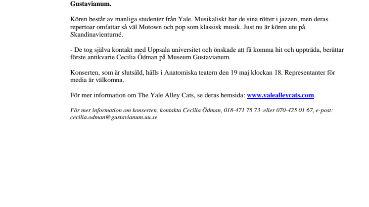 Manskör från Yale besöker Anatomiska teatern