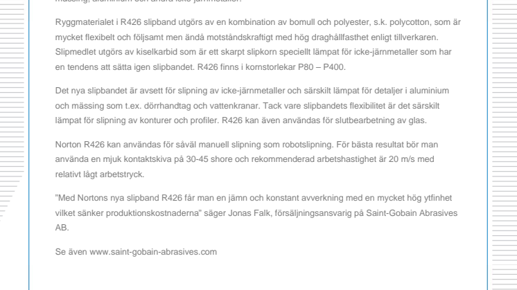 Nytt slipband för profilerade detaljer