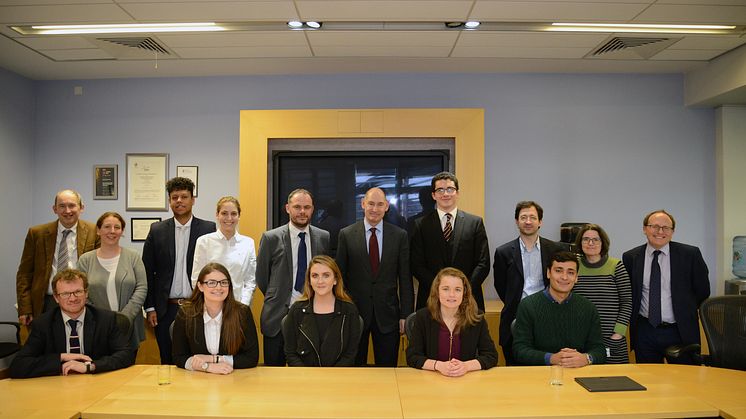 Sir Terence Etherton (centre) with students and academics from Northumbria Law School 