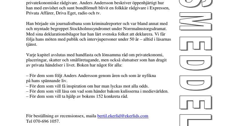 Ny bok: Mitt liv med dina pengar - de bästa råden under 50 år i läsarnas tjänst