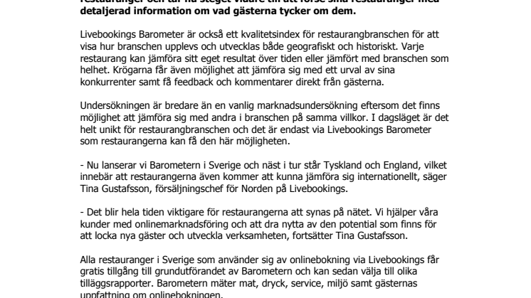 Livebookings Barometer ger svar på vad gästerna tycker om svenska restauranger