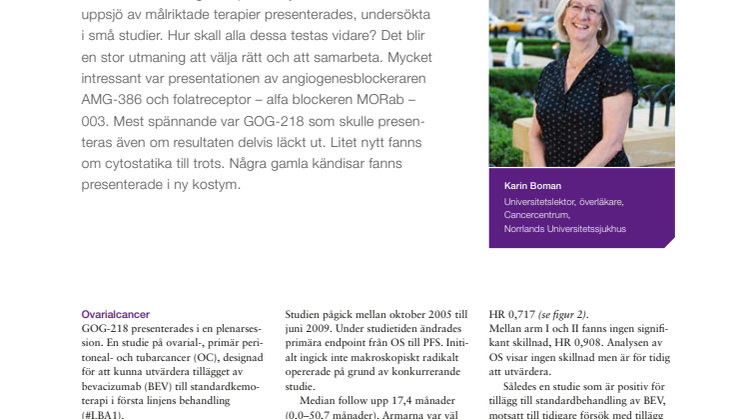 Gynekologisk cancer - överläkare Karin Boman rapporterar från ASCO 2010