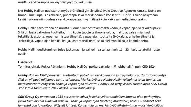 55-vuotias Hobby Hall -brändi uudistuu
