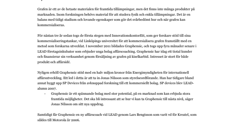Graphensic rekryterar styrelseordförande