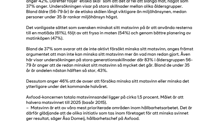 Varannan svensk har minskat sitt matsvinn