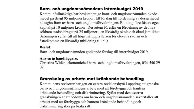 Kort från barn- och ungdomsnämnden 
