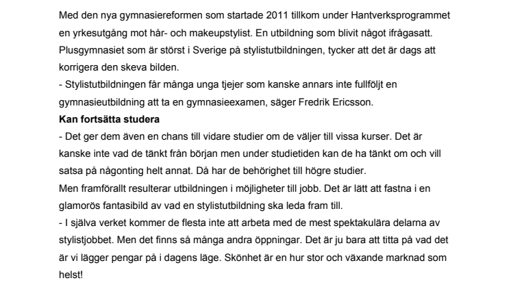 Stylist - en utbildning med möjligheter till många olika jobb