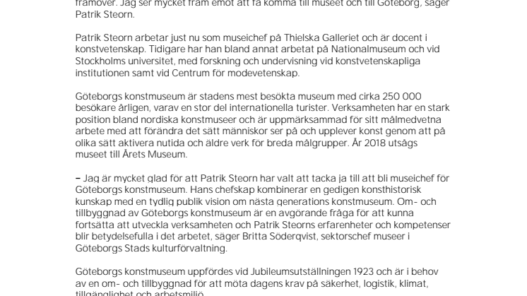 Patrik Steorn blir museichef för Göteborgs konstmuseum
