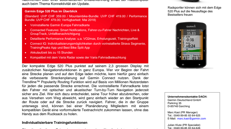 Der Edge 520 Plus: Upgrade mit Europa Fahrradkarte 