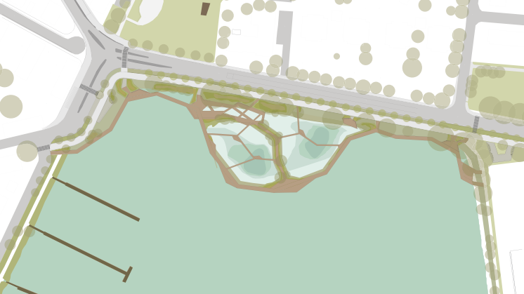 Illustration över dagvattenpark (Illustration: 02Landskap)