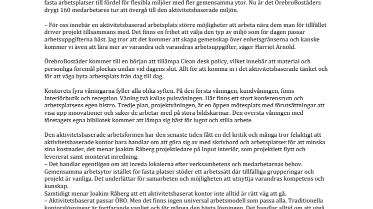 Inflyttning på Örebros största aktivitetsbaserade kontor