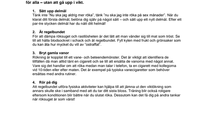 4 tips för dig som vill sluta röka utan att gå upp i vikt