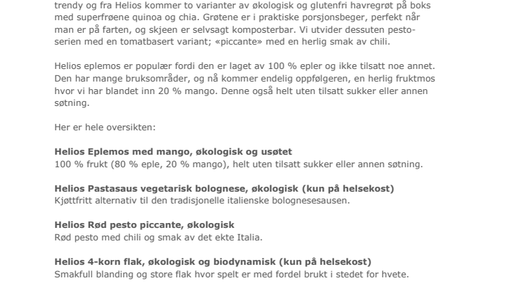 Høstnyhetene fra Helios