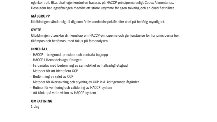 HACCP för inspektörer