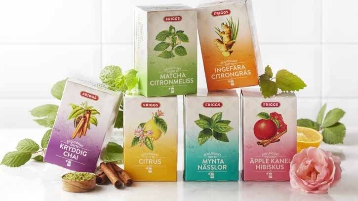 FRIGGS EKOLOGISKT TE - Matcha Citronmeliss, Ingefära Citrongräs, Kryddig Chai, Citrus, Mynta Nässlor och Äpple Kanel Hibiskus