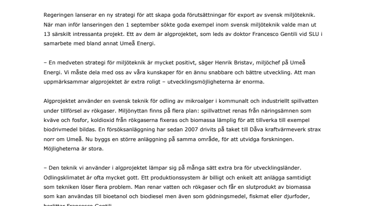 Umeå Energi deltar vid regeringens lansering av ny miljöteknikstrategi