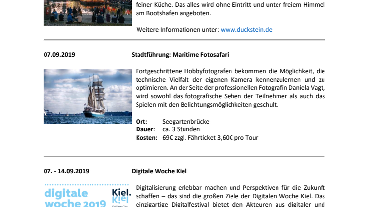 Veranstaltungen im September 2019