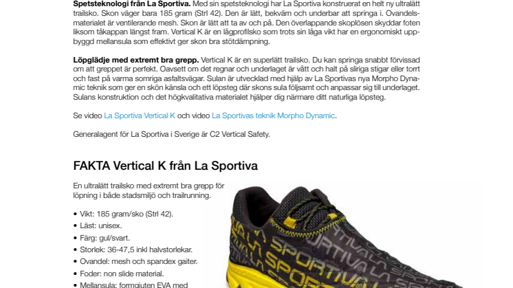 NYHET! La Sportiva Vertical K – lätt och följsam trailsko med suveränt grepp